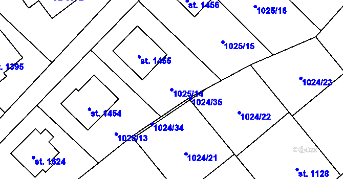 Parcela st. 1025/14 v KÚ Polná, Katastrální mapa