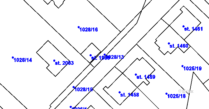 Parcela st. 1028/13 v KÚ Polná, Katastrální mapa