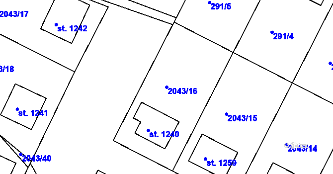 Parcela st. 2043/16 v KÚ Polná, Katastrální mapa