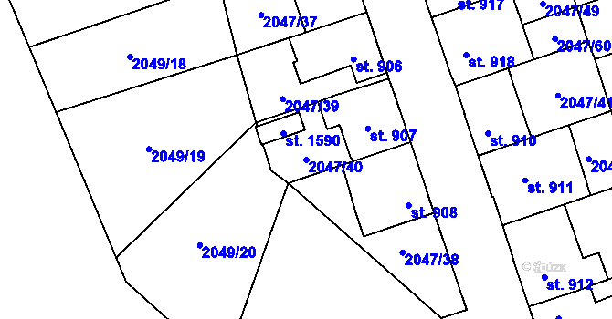 Parcela st. 2047/40 v KÚ Polná, Katastrální mapa