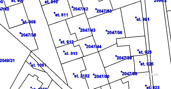 Parcela st. 2047/44 v KÚ Polná, Katastrální mapa