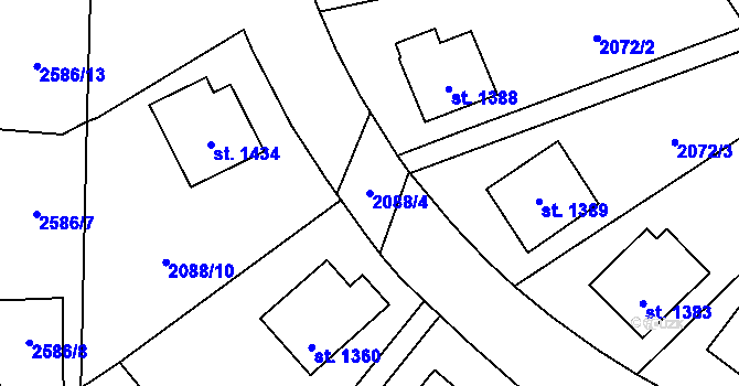 Parcela st. 2088/4 v KÚ Polná, Katastrální mapa