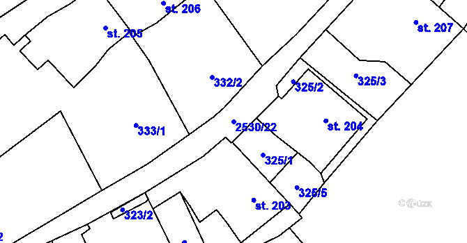 Parcela st. 2530/22 v KÚ Polná, Katastrální mapa