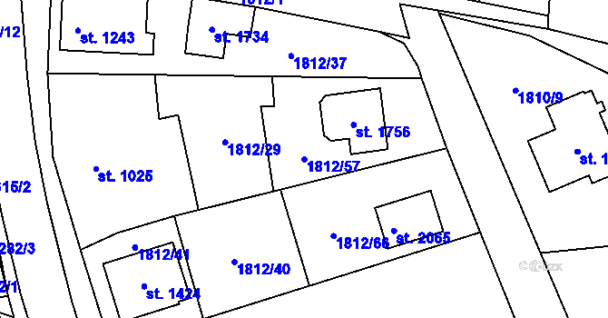 Parcela st. 1812/57 v KÚ Polná, Katastrální mapa