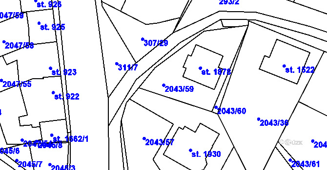 Parcela st. 2043/59 v KÚ Polná, Katastrální mapa