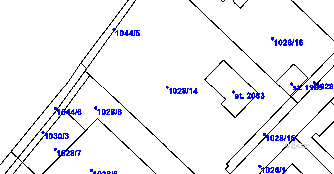 Parcela st. 1028/14 v KÚ Polná, Katastrální mapa
