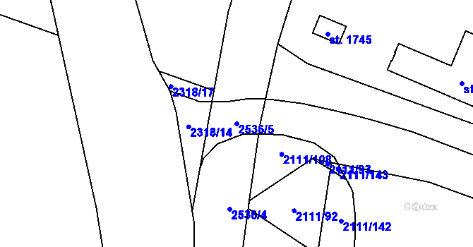 Parcela st. 2536/5 v KÚ Polná, Katastrální mapa