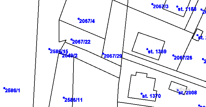 Parcela st. 2067/29 v KÚ Polná, Katastrální mapa