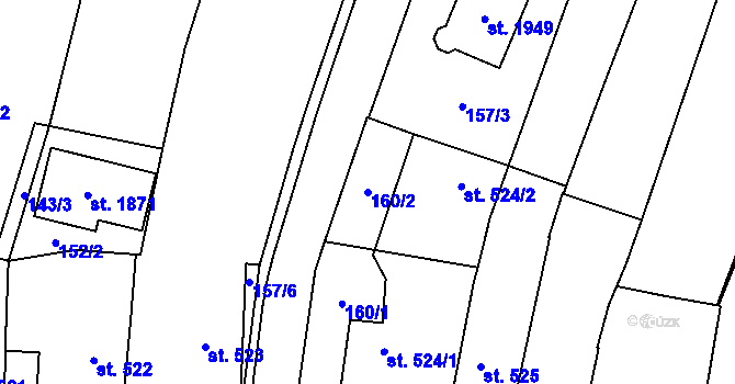 Parcela st. 160/2 v KÚ Polná, Katastrální mapa
