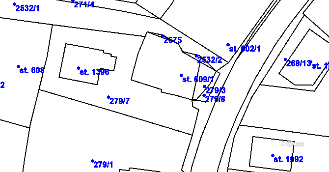 Parcela st. 609/2 v KÚ Polná, Katastrální mapa