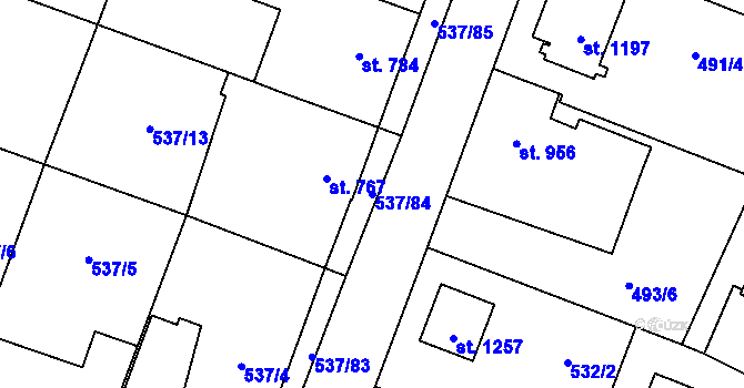 Parcela st. 537/84 v KÚ Polná, Katastrální mapa