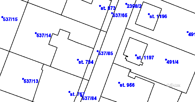 Parcela st. 537/85 v KÚ Polná, Katastrální mapa
