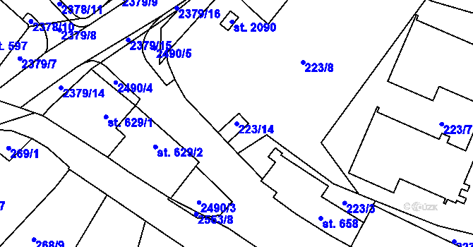 Parcela st. 223/14 v KÚ Polná, Katastrální mapa