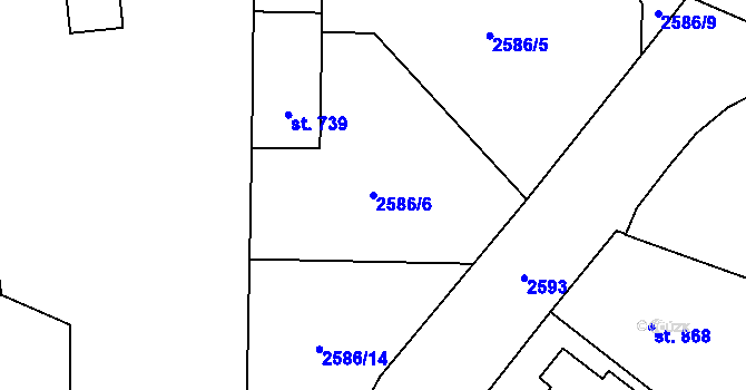 Parcela st. 2586/6 v KÚ Polná, Katastrální mapa