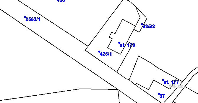 Parcela st. 425/1 v KÚ Polná, Katastrální mapa