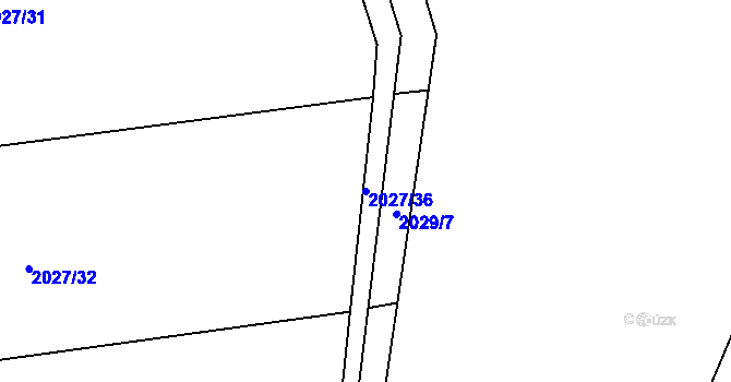 Parcela st. 2027/36 v KÚ Polná, Katastrální mapa