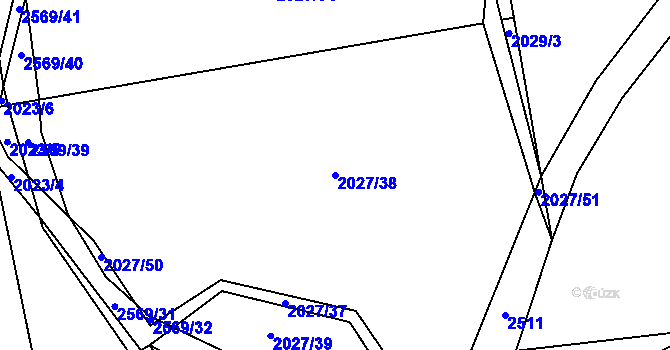 Parcela st. 2027/38 v KÚ Polná, Katastrální mapa