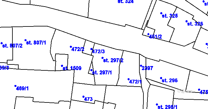 Parcela st. 297/2 v KÚ Polná, Katastrální mapa