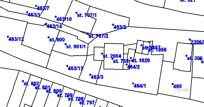 Parcela st. 2004 v KÚ Polná, Katastrální mapa