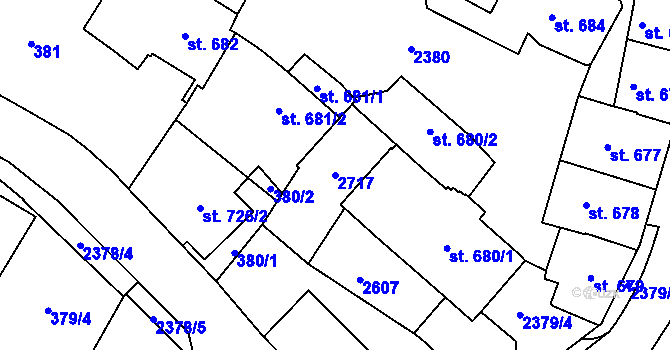 Parcela st. 2717 v KÚ Polná, Katastrální mapa