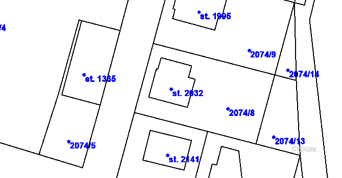 Parcela st. 2032 v KÚ Polná, Katastrální mapa
