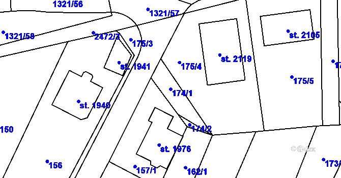 Parcela st. 174/1 v KÚ Polná, Katastrální mapa