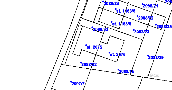 Parcela st. 2075 v KÚ Polná, Katastrální mapa