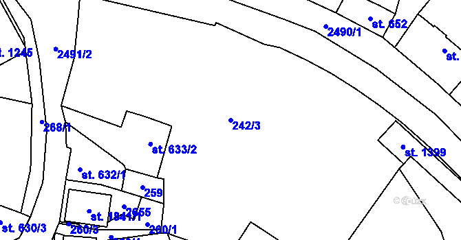 Parcela st. 242/3 v KÚ Polná, Katastrální mapa