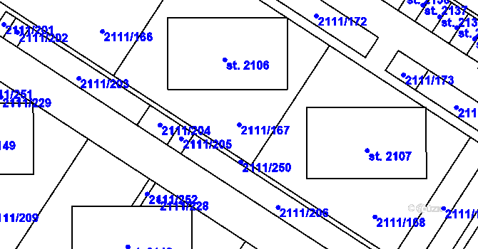 Parcela st. 2111/167 v KÚ Polná, Katastrální mapa