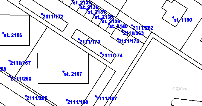 Parcela st. 2111/174 v KÚ Polná, Katastrální mapa