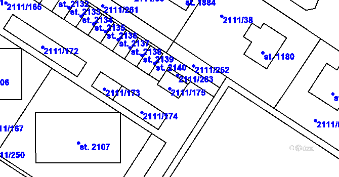 Parcela st. 2111/175 v KÚ Polná, Katastrální mapa