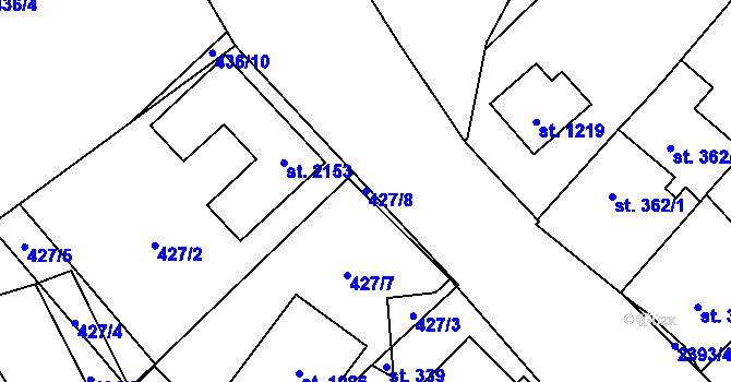 Parcela st. 427/8 v KÚ Polná, Katastrální mapa