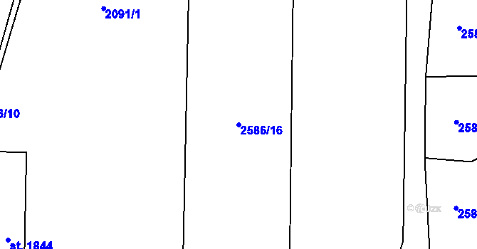 Parcela st. 2586/16 v KÚ Polná, Katastrální mapa