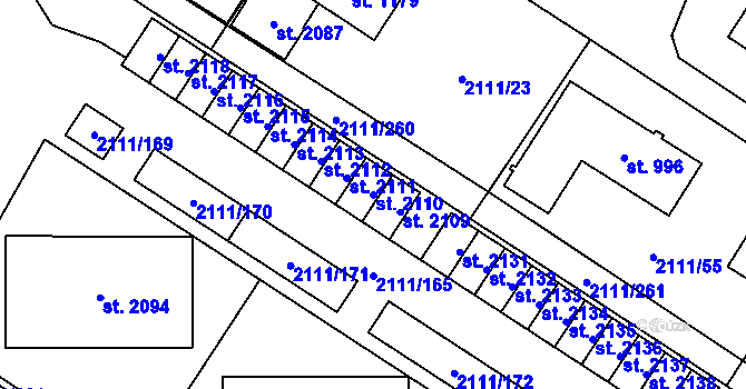 Parcela st. 2110 v KÚ Polná, Katastrální mapa