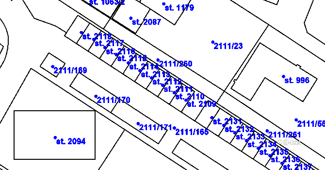 Parcela st. 2111 v KÚ Polná, Katastrální mapa