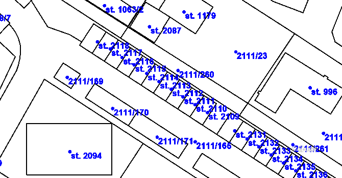 Parcela st. 2112 v KÚ Polná, Katastrální mapa