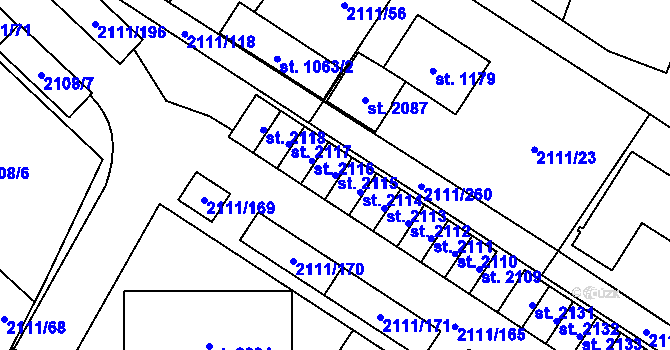 Parcela st. 2115 v KÚ Polná, Katastrální mapa