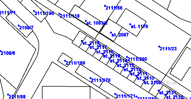 Parcela st. 2116 v KÚ Polná, Katastrální mapa