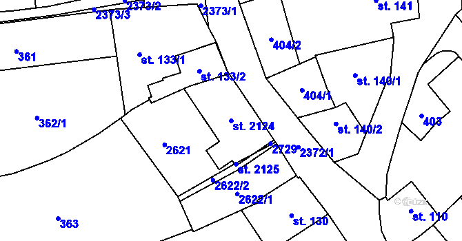 Parcela st. 2124 v KÚ Polná, Katastrální mapa