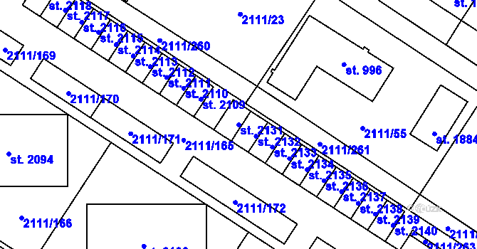 Parcela st. 2131 v KÚ Polná, Katastrální mapa