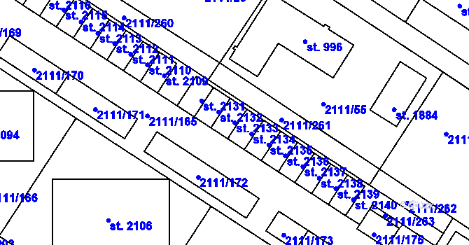 Parcela st. 2133 v KÚ Polná, Katastrální mapa