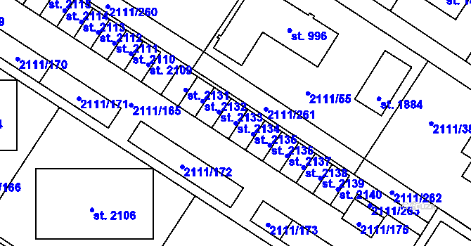Parcela st. 2134 v KÚ Polná, Katastrální mapa