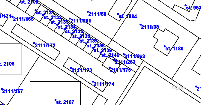 Parcela st. 2140 v KÚ Polná, Katastrální mapa