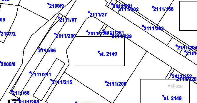 Parcela st. 2149 v KÚ Polná, Katastrální mapa