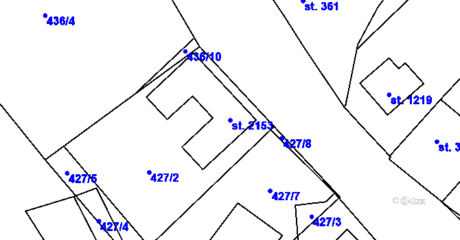 Parcela st. 2153 v KÚ Polná, Katastrální mapa
