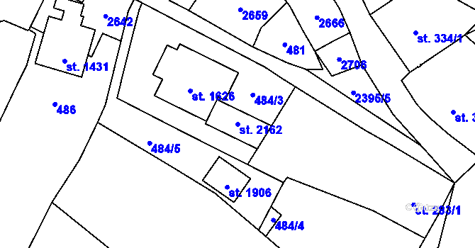 Parcela st. 2162 v KÚ Polná, Katastrální mapa