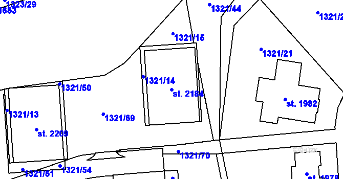 Parcela st. 2184 v KÚ Polná, Katastrální mapa