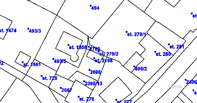 Parcela st. 279/2 v KÚ Polná, Katastrální mapa
