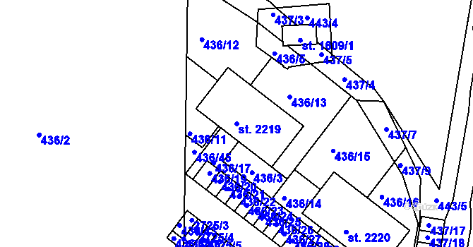 Parcela st. 2219 v KÚ Polná, Katastrální mapa