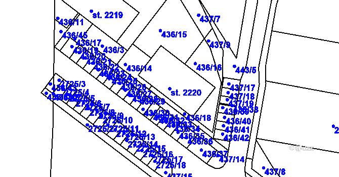 Parcela st. 2220 v KÚ Polná, Katastrální mapa